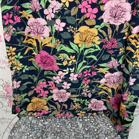 Jump dress long sleeve flowers Floral Midi Dress - Black, Pink, and Gold - Picture 6 of 13